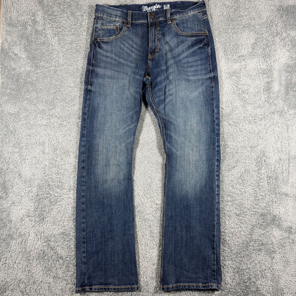 Wrangler Retro Slim Boot Jeans Mens 33x32 Blue Western Cowboy Workwear